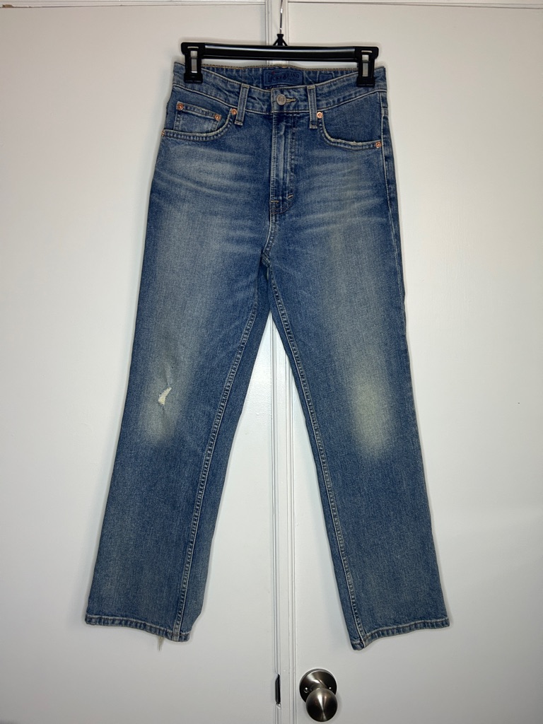 Lucky Brand Distressed Straight Leg Denim  Medium Wash